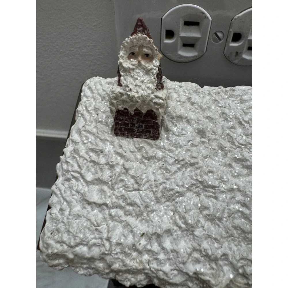 Vintage Enesco Littlesnickle Christmas Shelf Shadowbox Display With‎ 6 Santas